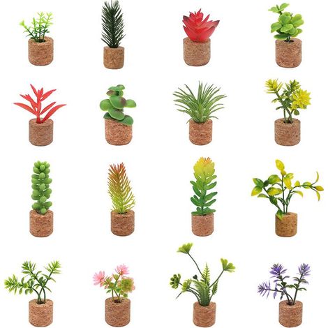 Plantes succulentes artificielles aimants frigo - Aimants décoratifs pot de cactus - Autocollants mignons pour tableau magnétique, réfrigérateur (1/5)