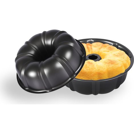 2 Pièce Moule à , Double Couche Antiadhésive Plaque Patisserie, Spirale Moules Cake, Moule Gateau 24cm (Noir) (1/5)