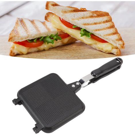 Herausnehmbare Sandwichform mit diagonalen Streifen, antihaftbeschichtete, doppelseitige Brotform mit flachem Boden für Frühstück, Bratpfanne (1/5)