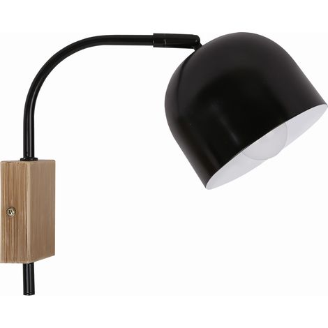 Applique Candellux RUPI acciaio nero/legno E27 40W interno (1/3)