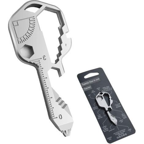 24 in 1 Multi-Function Wrench Tool, Multi-Function Keychain, Stainless Steel Wrench Tool, Belt Screwdriver, Wire Stripper, Wrench, Bottle Opener, For Outdoor Sports (1/4)