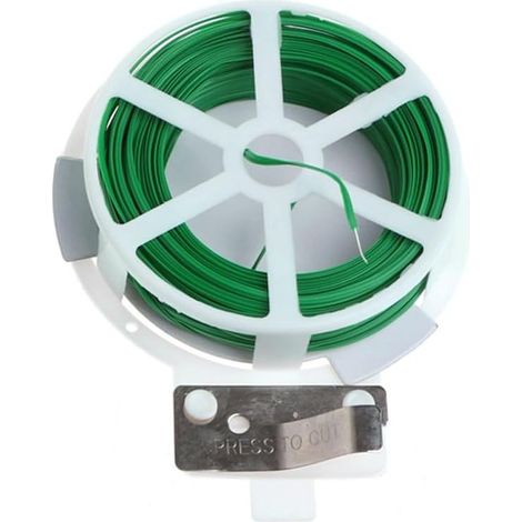 Bobine de câble métallique torsadé pour jardin, collier de serrage auto-coupant pour jardin, 50 mètres avec coupe-câble intégré (5 pièces) (1/5)