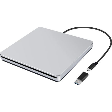 Lecteur CD Externe pour PC, Slot-dans Lecteur DVD Externe pour PC, USB C Portable Graveur DVD Lecteur CD pour MacBook Windows (1/5)