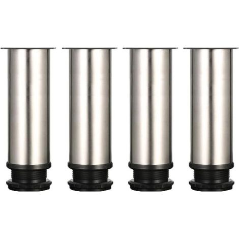 4 pieds réglables 150 mm de hauteur épaississent les pieds de meuble Pieds de table Pieds de meubles en acier inoxydable brossé Hauteur réglable 0-15 mm Fourni avec des vis en acier inoxydable (1/5)