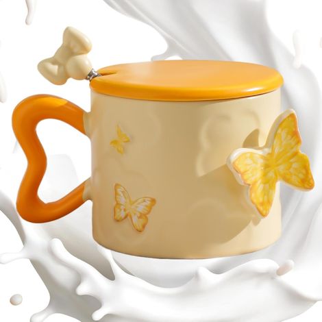 Tasses Papillon Pour Femme Verrerie Décorative Belle Couvercle Mug Esthétique Pour Cuisine Table Étagère Bureau Déco Maison Cadeau Femme Amie Maman Fille Sœur Épouse Anniversaire Noël (1/5)