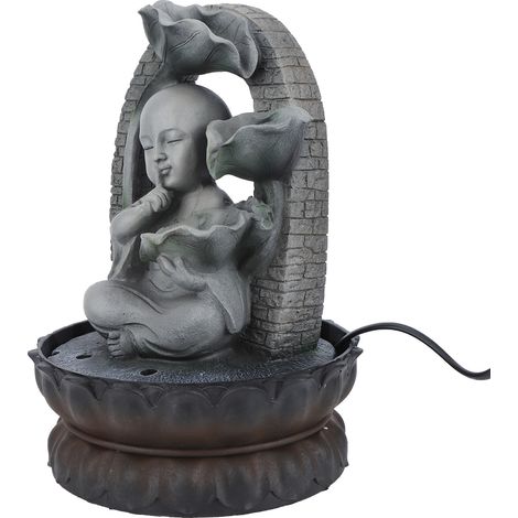 LED-Tischbrunnen mit Buddha-Motiv aus Kunstharz, entspannende Dekoration für Zuhause und Büro, EU-Stecker 220 V, 16059 (1/5)