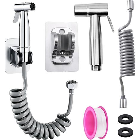 3 Pièces Douchette 1.5M WC Flexible Inox Haute Pression Bidet Kit (1/5)