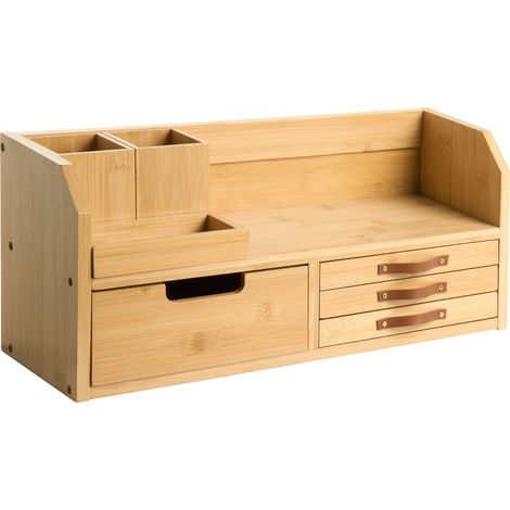 Organizador de cocina de bambú con cajones para guardar té y café accesorios menaje de cocina marrón claro Fougasse