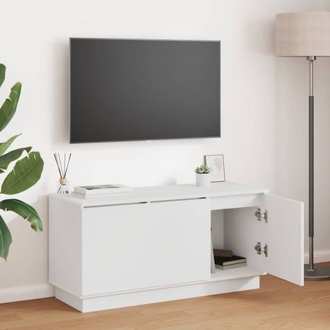 Meuble TV-Banc TV-Meuble Télé Blanc 100 x 38 x 49 cm Bois d'ingénierie (1/5)