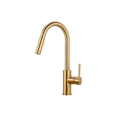 Robinet de cuisine extractible en acier inoxydable avec capteur, eau chaude et froide, couleur or (1/3)