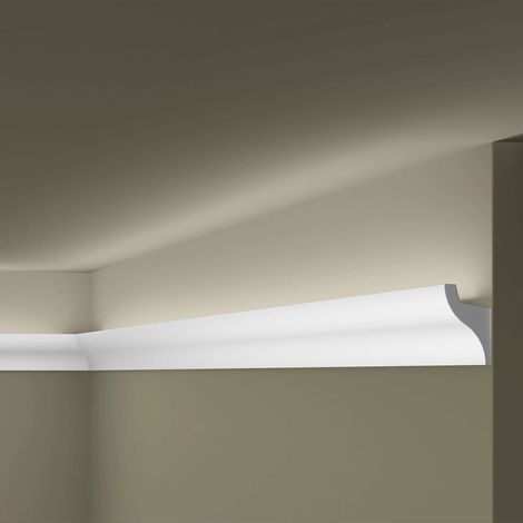 Lichtleiste WALLSTYL IL3 32.5 x 50 x 2000 mm Polystyrol Weiß Hochwertig Einfache Montage Indirekte Beleuchtung Modern 2 Meter NOËL & MARQUET