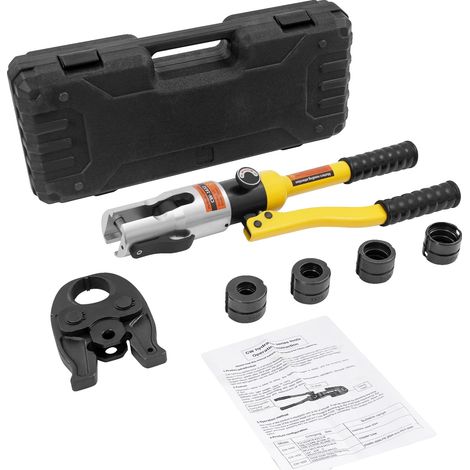Outil de sertissage hydraulique, force maximale de 10 T, tailles de matrices polyvalentes, Jaune (1/2)