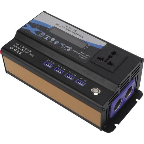 Convertisseur de courant pour voiture 12 V/24 V CC vers 220 V CA, onde sinusoïdale modifiée, 700 W, 4 ports USB avec écran pour téléphone et ordinateur portable (1/5)