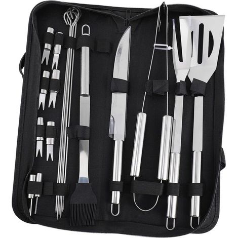 Set Ustensiles Barbecue INOX pour Camping et Fête Plein Air Outils Barbecue Pratiques et Compacts pour Grillades Extérieur (1/5)