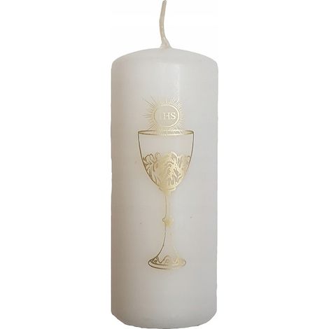 Bougie cylindrique blanche 38 mm x 100 mm, communion