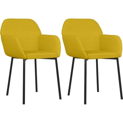 Chaises à manger Chaise de cuisine lot de 2 Jaune Velours (1/5)