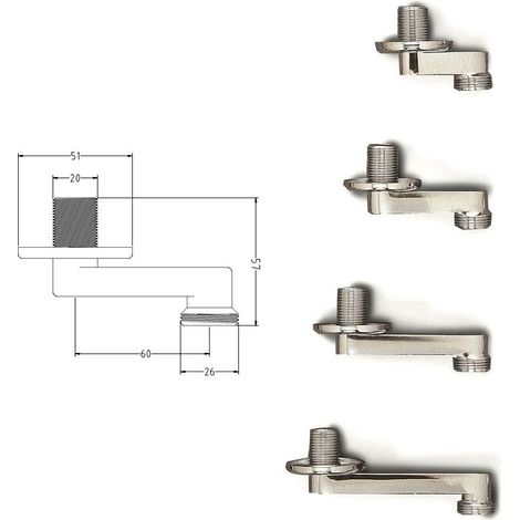 Distanziatore 1/2" x 3/4" cromato - Spostamento mm.60 636800OC1/2X6