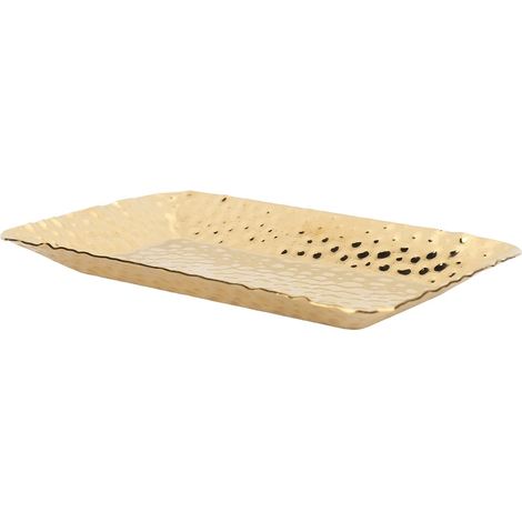 Rectangular hammered gold platter, steel serving dish (1/5)