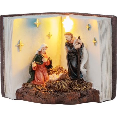 Dekoration MagicHome Weihnachten, Krippe im Buch, LED, Innenbereich, 13,5x8x9,5 cm (1/4)