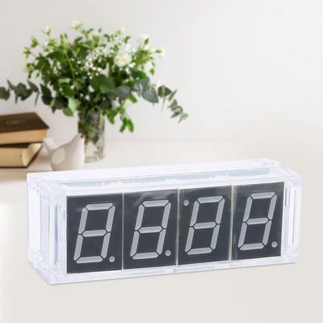 Kit Horloge LED - Montage Électronique 4 Chiffres - Affichage Heure Température Date - Alerte Alarme Minuterie - PCB 9,5 x 3,5 cm - ABS - Rouge (1/5)