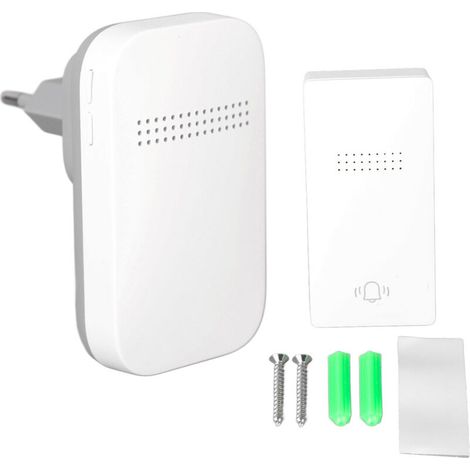 Ring Doorbell, kabellose Türklingel mit eigener Stromversorgung, Empfänger zum Einstecken, weiß