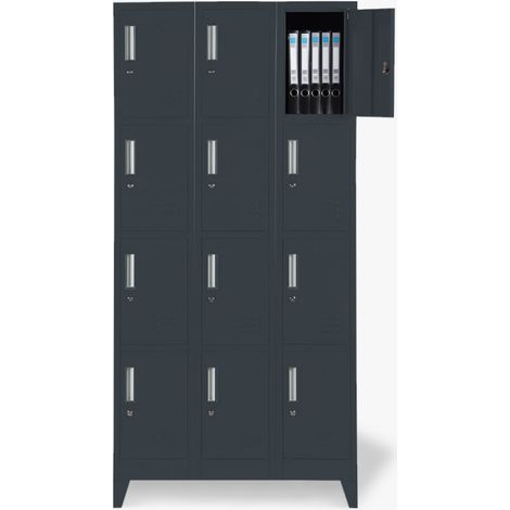 Taquillas con 12 compartimentos metálicos 90x45 H190 para vestuario con cerradura Krakatoa