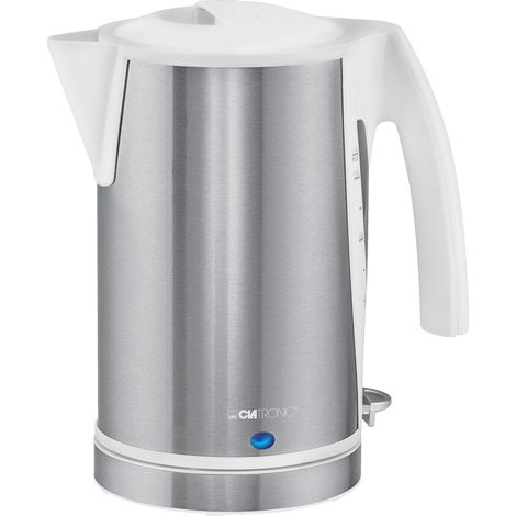 Clatronic WKS 3288 Hervidor Agua Eléctrico, 1,7L, Resistencia Oculta, Acero Inox., Inalámbrico, Apagado Automático 2200W Blanco