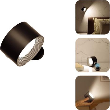 Applique da parete, lampada da lettura, dimmerabile, luce notturna a batteria, controllo touch, 3 modalità di colore, 3 livelli di luminosità, supporto magnetico girevole a 360°, per dove (1/5)