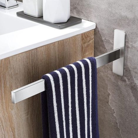 Portasciugamani autoadesivo in acciaio inox per bagno, 38 cm, non necessita di foratura. (1/5)
