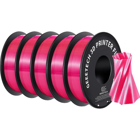 Filamento PLA per stampa 3D effetto seta, 1 kg, materiale biodegradabile, colore seta magenta (1/2)