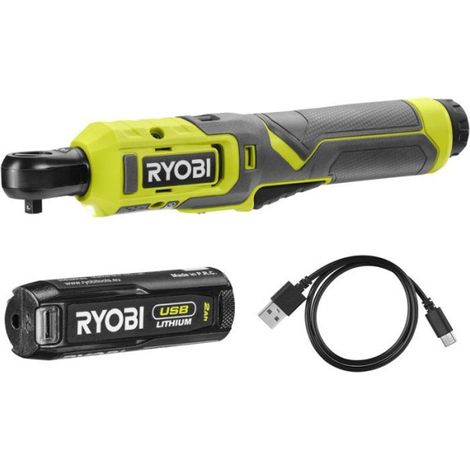 Ryobi – Clé à cliquet électrique 4V USB – Batterie 2Ah et chargeur inclus – Couple 30Nm pour travaux mécaniques – Compacte et légère (1/5)