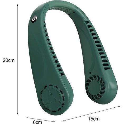 (K306 Grün – Version mit Digitalanzeige, 1800 mAh) Mini-Nackenventilator mit fünf Geschwindigkeitsstufen, Digitalanzeige, USB-aufladbar, tragbar für Outdoor-Sportarten (Bitte beachten Sie die (1/2)