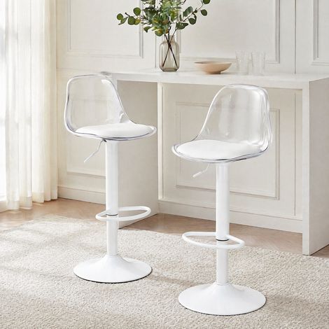 Set da 2 sgabelli da bar regolabili, schienale trasparente, 82–104 cm, girevoli 360° HAVRYA (1/5)
