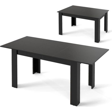 Ausziehbarer Esstisch rechteckig 120-158 cm Schwarz für 4-6 Personen (1/5)
