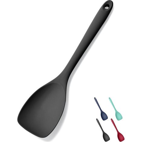 Silikon Kochlöffel 28cm Hitzebeständig bis 315°C, Schwarz, Lebensmittelecht