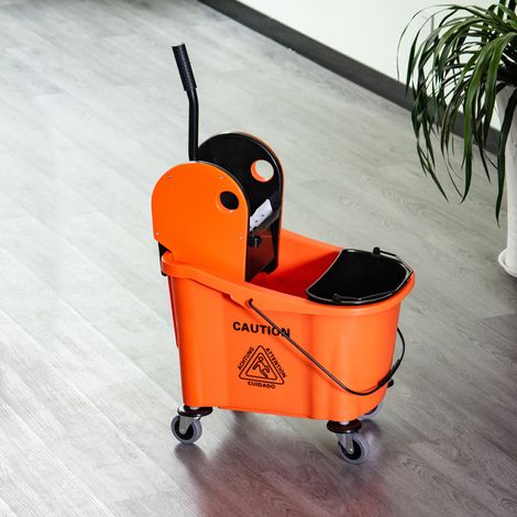 Chariot de nettoyage avec seau et essoreur 36 L orange HAVRYA (1/3)