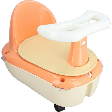Siège de bain pour bébé, amovible, portable, multifonctionnel et réglable, pour tout-petits, orange. (1/5)