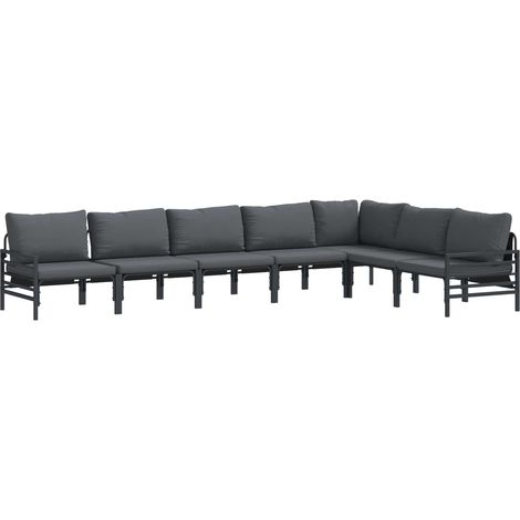 Maison Exclusive - Conjunto de sofás de jardín 7 uds. Negro Acero (1/5)