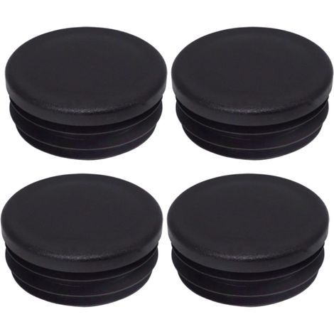Lot de 4 Bouchon Tube Rond 50mm Plastique Noir RAL 9005 Pour Poteau Clôture (1/5)