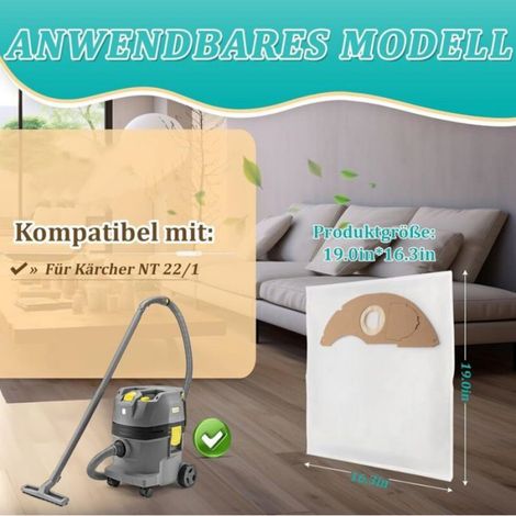 Sac poussière Karcher NT 22/1 - Lot 10 - Rechange aspirateur - Accessoires Aucuneary (1/4)