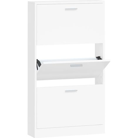 Zapatero zapatero mueble de almacenaje entrada pasillo salón 59 x 17 x 108 cm madera contrachapada blanca 020021471 (1/5)