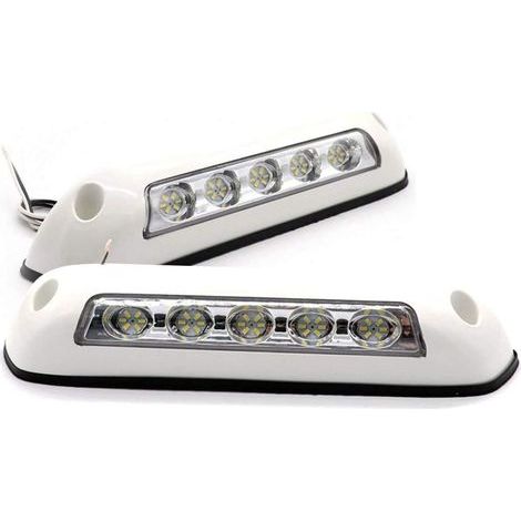 2 luces LED para toldo de caravana, 12 V, impermeables, para porche, lámparas de pared interiores para caravana, autocaravana, barco, yate, remolque, camión (lampes murales intérieures pour caravane, (1/5)
