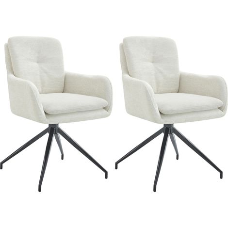 2er Set Esszimmerstühle Pickett Stoff creme (1/5)