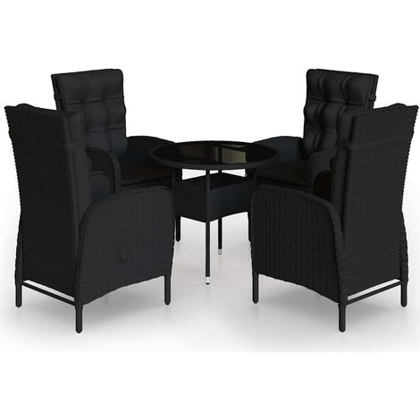 Maison Exclusive - 5-tlg. Garten-Bistro-Set Poly Rattan Schwarz (1/5)