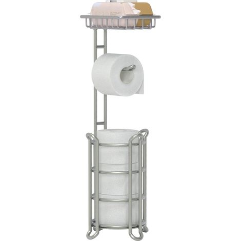 1 Porte-rouleaux, étagère rangement, acier inoxydable, salle de bain