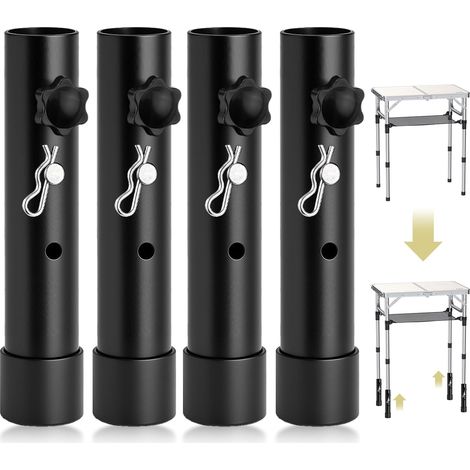4PCS Pied de Table Metal Réglables 20cm Extensions de Pieds de Table 2 Niveaux de Réglage en Hauteur Rallonges de Pieds de Table Noirs pour Table Pliante, Meuble, Chaise, Canapé (1/5)