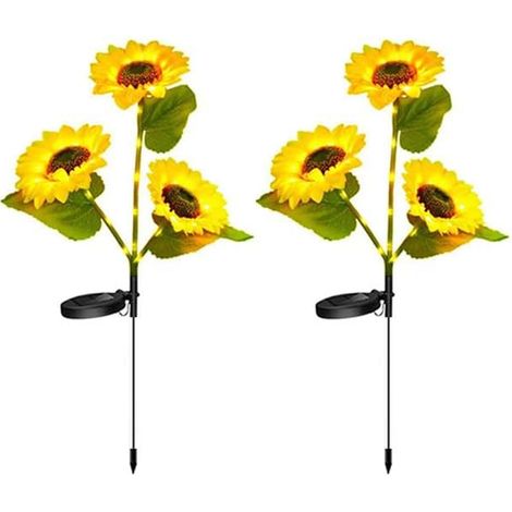 2 Lampe solaire tournesol, étanche IP65, décoration jardin terrasse balcon, autonomie 12h (1/5)