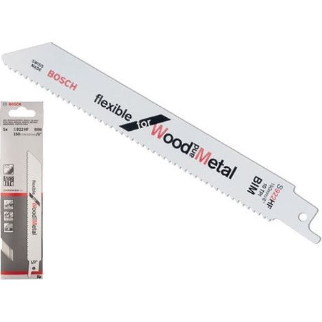 Lame di ricambio per seghe a gattuccio taglio metallo e legno confezione 5 pz Bosch Flex S 922 HF