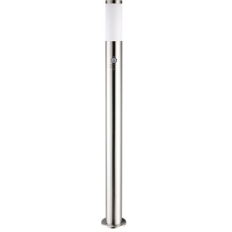 MONZANA® Außenleuchte Edelstahl 100cm IP44 Wetterfest E27 Außen Gartenleuchte Außenlampe Wegeleuchte Standleuchte silber mit Bewegungssensor