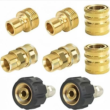 Ensemble de 8 adaptateurs rapides en laiton 3/8" M22-14 – Raccords mâle/femelle pour nettoyeur haute pression (1/5)